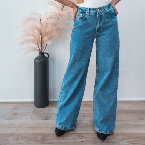 Deep Blue Wide Leg Jeans