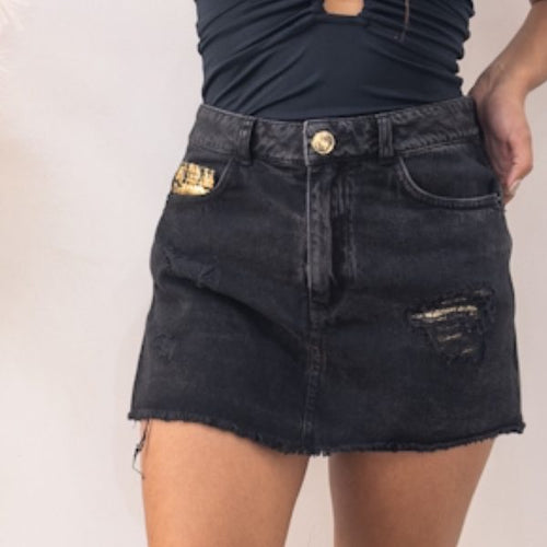 Denim Black Skirt