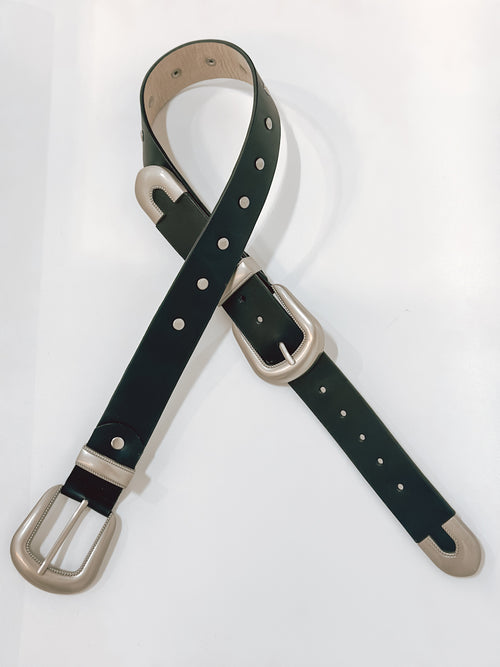 Black & Silver Double Buckle Belt