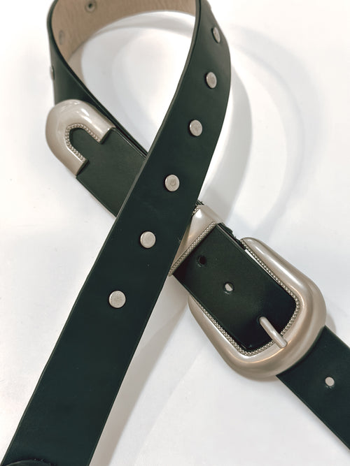 Black & Silver Double Buckle Belt