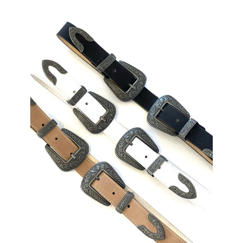 Double Buckle White Belt