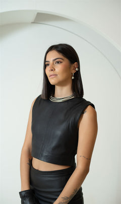 Real Leather Crop Top