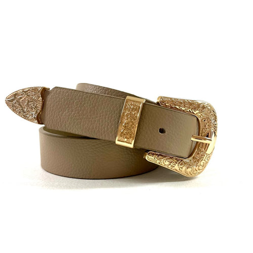 Plain Beige and Gold Belt