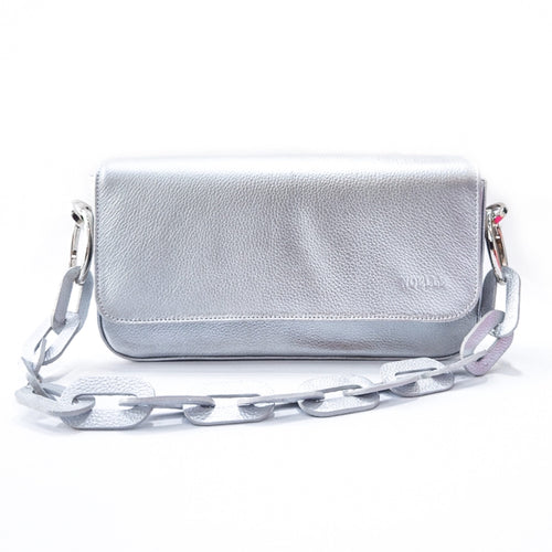 Silver Leather Handbag