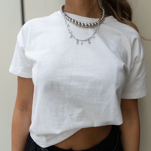 White Studded T-Shirt